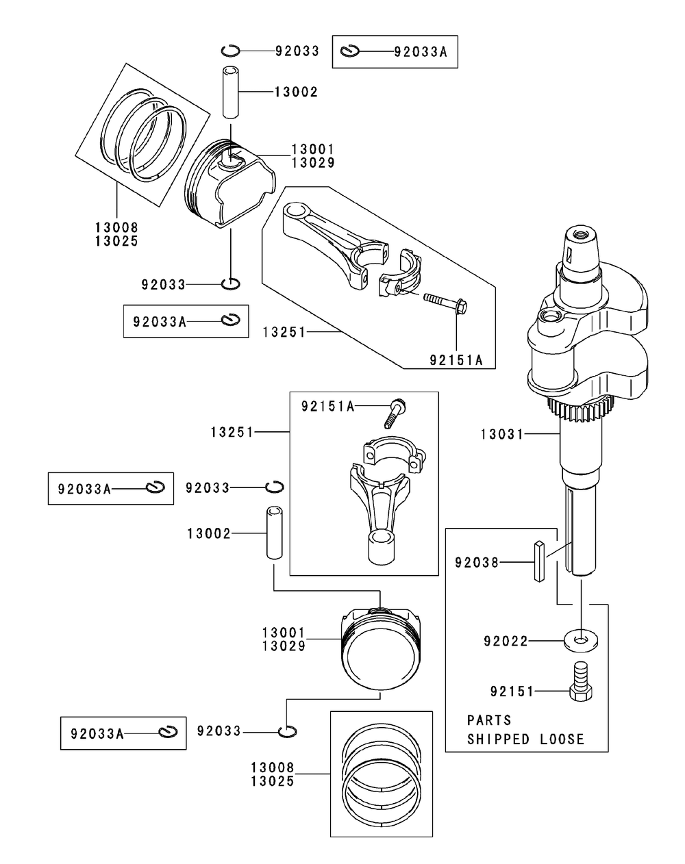 Fh680v-Hs07 Piston And Crankshaft Diagram and Parts List for ENFORCER54 53AI3AGT750-23HP Cub Cadet Lawn Tractor
